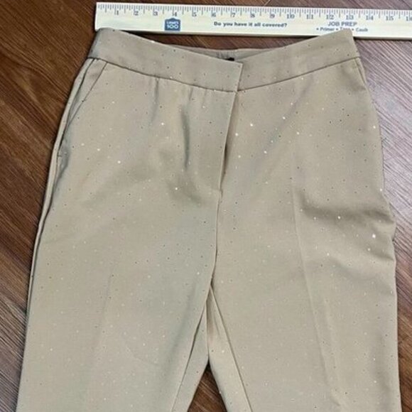 Rachel Zoe Rhinestone Dot Slim Pants Camel Tan Size 4 Sparkle Embellished Glam - Picture 7 of 16